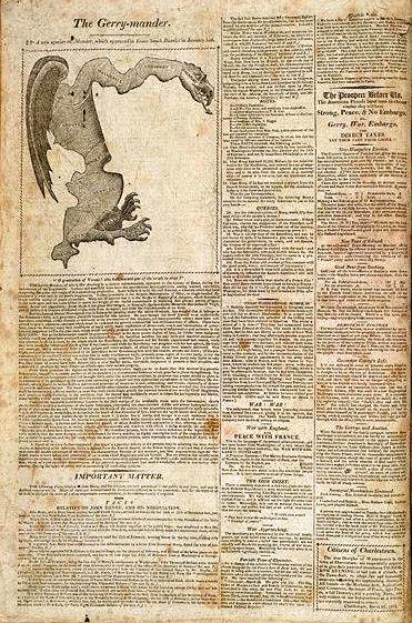 "The Gerry-mander" dans le Boston Gazette (26 mars 1812)