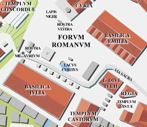 Le Forum romain à la fin de la République, incluant les temples de la Concorde, de Castor et de Vesta Le Forum romain à la fin de la République, incluant les temples de la Concorde, de Castor et de Vesta